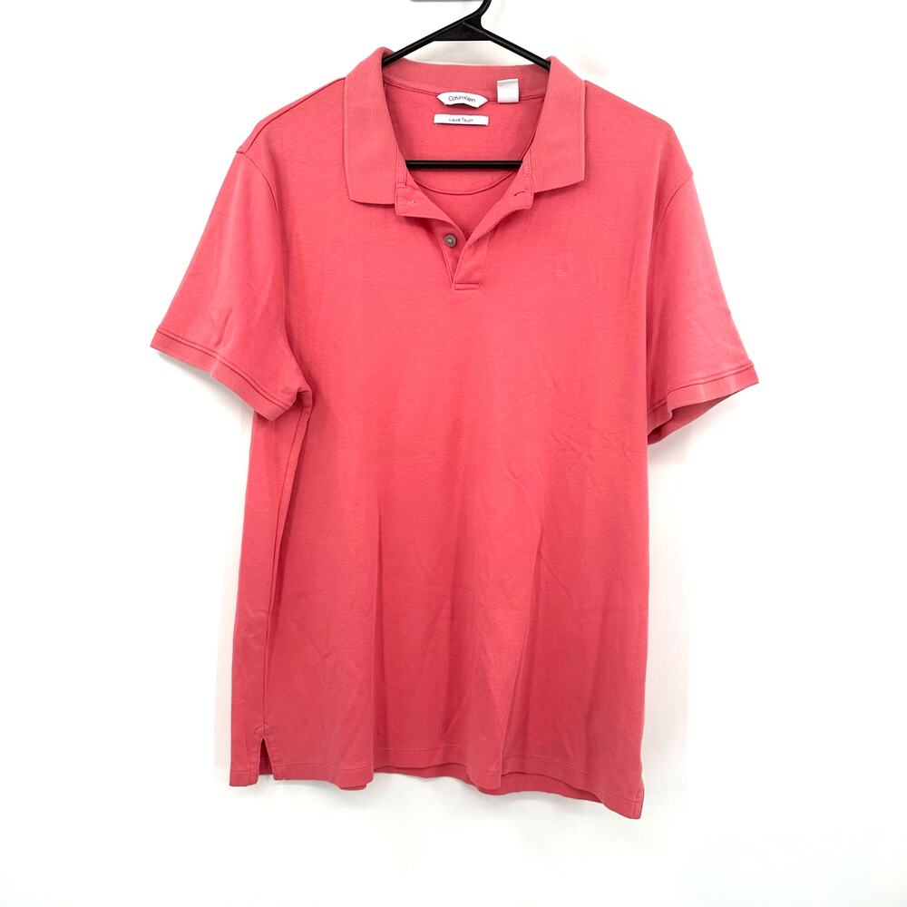 Calvin Klein Size Large Polo Shirt‎ Pink Liquid Touch Golf Outdoors Preppy